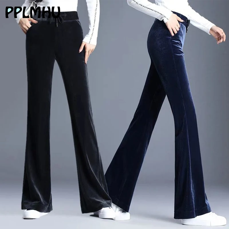 4XL уличная одежда размера плюс брюки женские весенние модные бархатные на