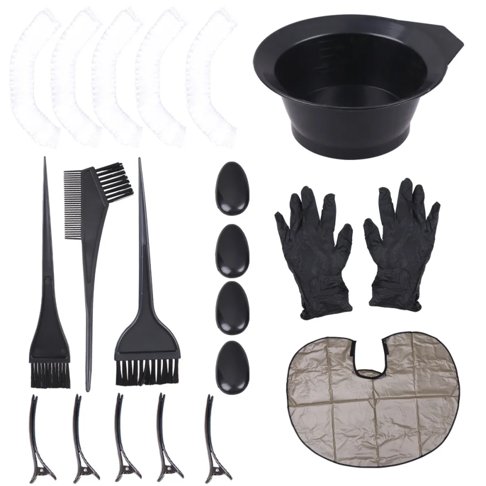 

1 Set Assorted Hairdressing Tools Hair Treatment Bowl Brush Combs One-time Caps Earmuffs Latex Kit