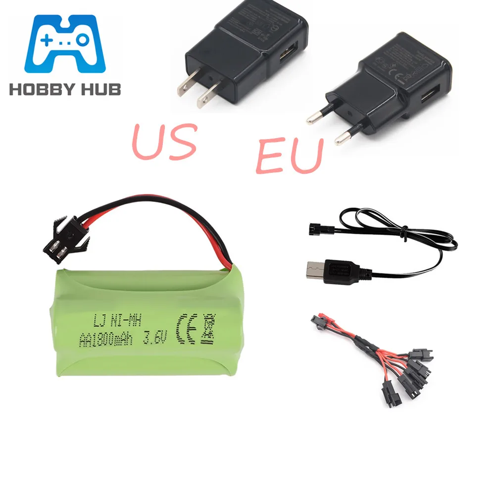3 6 В 1800 мАч NiMH батарея + USB зарядное устройство для Rc игрушки автомобиль Танк Поезд