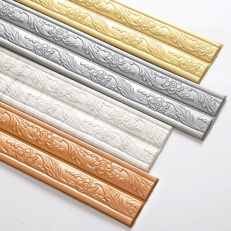 

1PC For Floor Corner Self-adhesive 3D Embossed Waist Line Wall Stickers Home Decoration