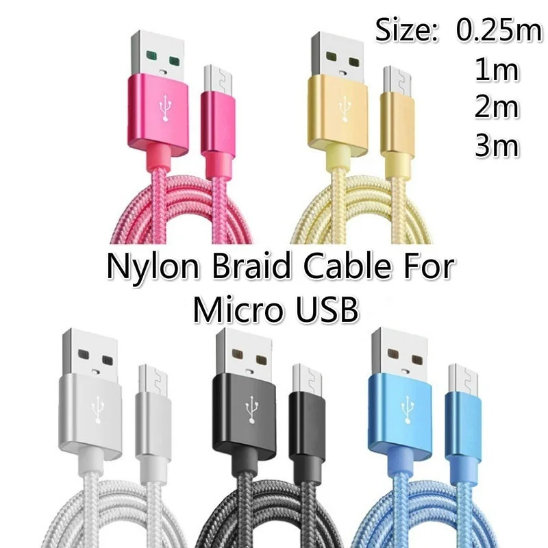 

0.25m/1m/2m/3m Long Micro USB Cable For Samsung S6 S7 edge J5 J7 A3 A5 A7 2017 J2 J3 J4 J6 A6 A7 A8 Plus 2018 Charging Data Cord