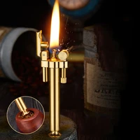 new brass kerosene pipe lighter free fire windproof retro grinding wheel cigar oil lighter cigarette accessories gadget for man