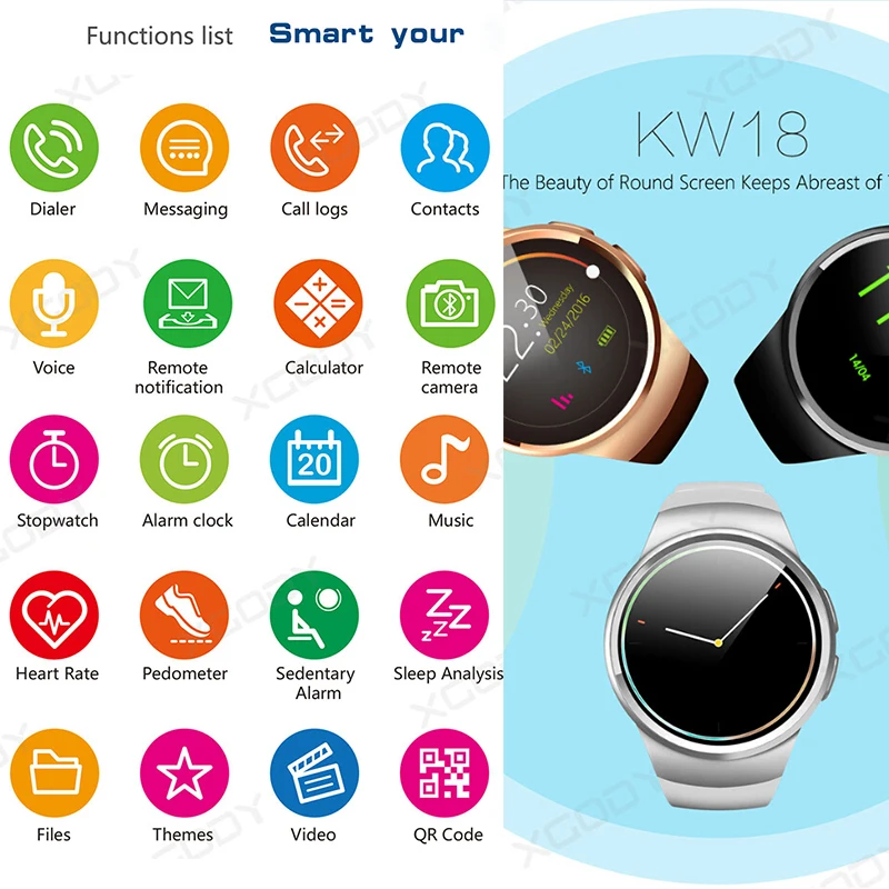 XGODY KW18 Смарт часы для мужчин iOS Android подключение Шагомер монитор сердечного ритма