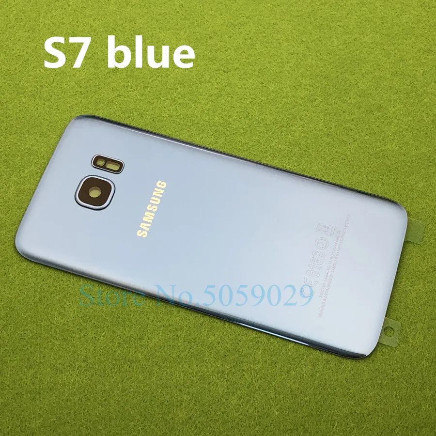 S7 blue Для SAMSUNG Galaxy S7 G930 SM-G930F S7 Edge G935 G935F Задняя стеклянная крышка батарейного отсека задняя дверь Корпус Задняя стеклянная крышка - Цвет: S7 blue