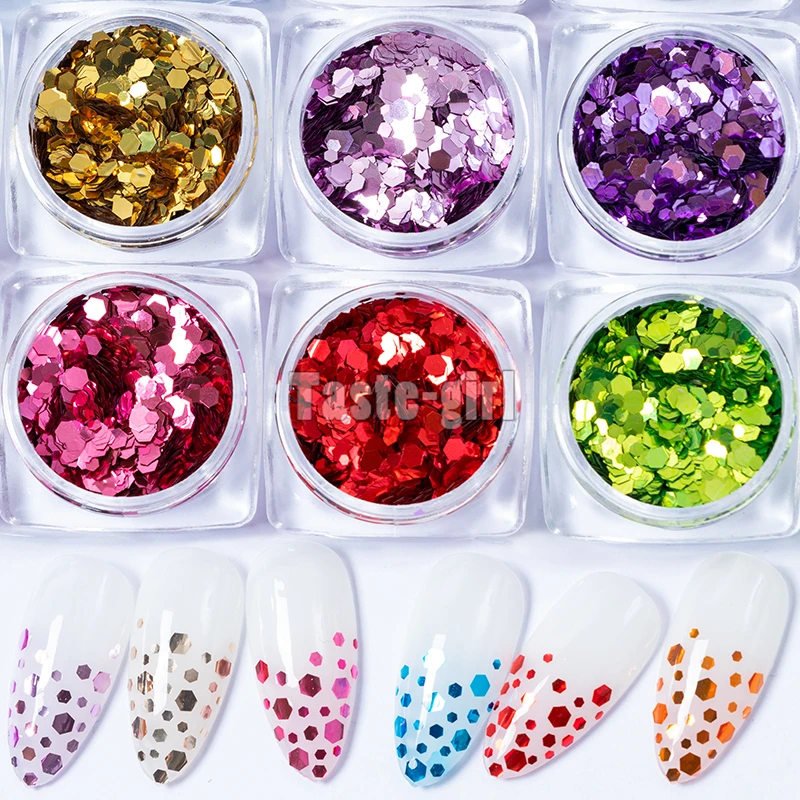 1 банка голографические Блестки для ногтей блестки разных размеров шестигранные