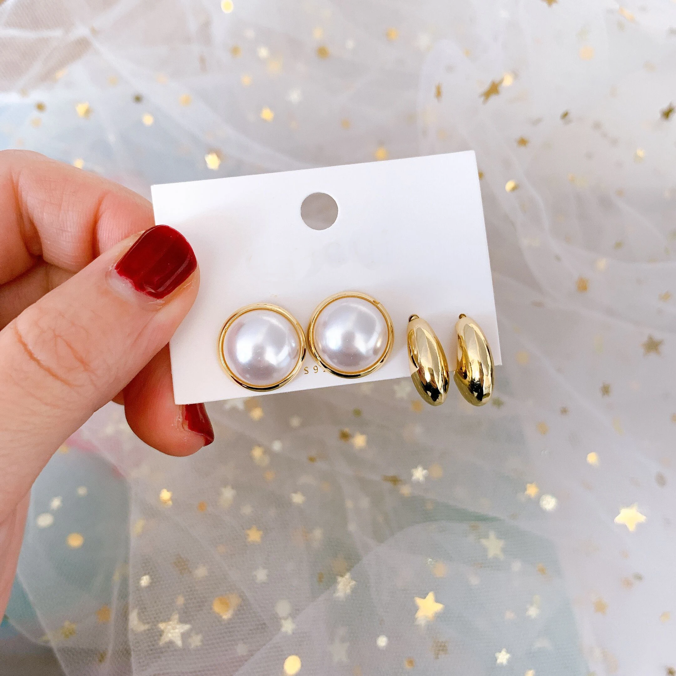 Новый Винтаж Мода имитация жемчуга металлические золотые серьги-гвоздики 4