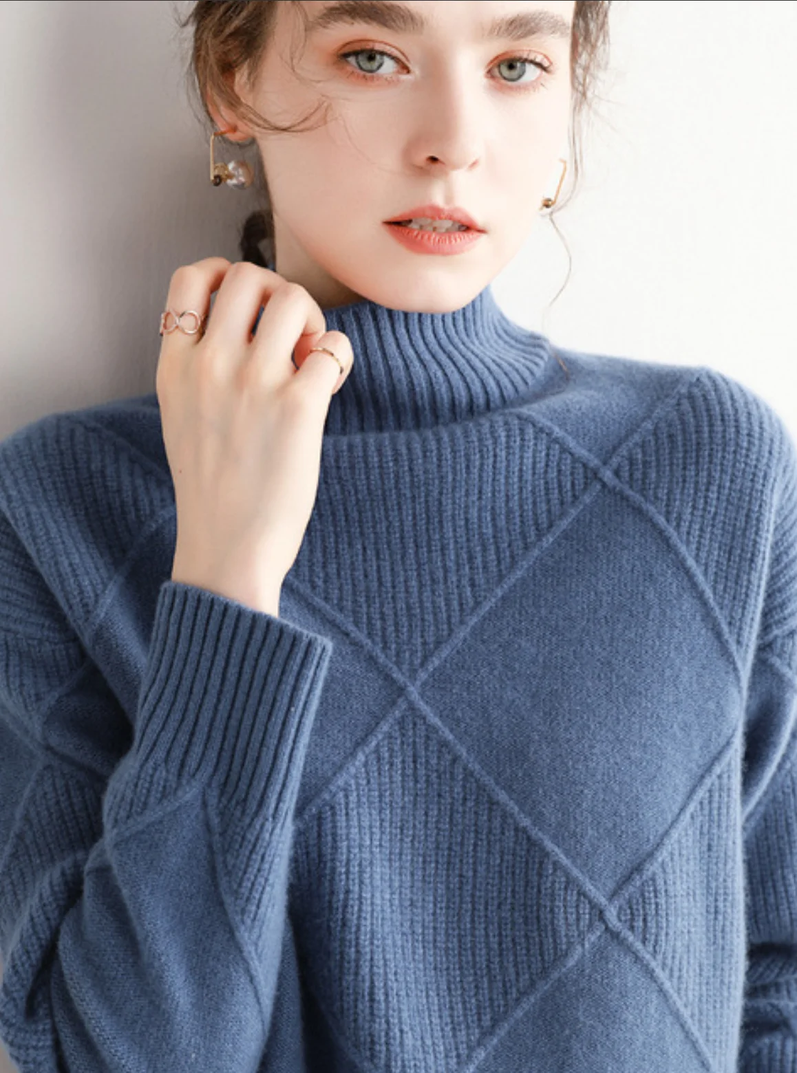 Осень/Зима 2020 свитер для женщин с высоким воротником и толстой базовой блузкой в