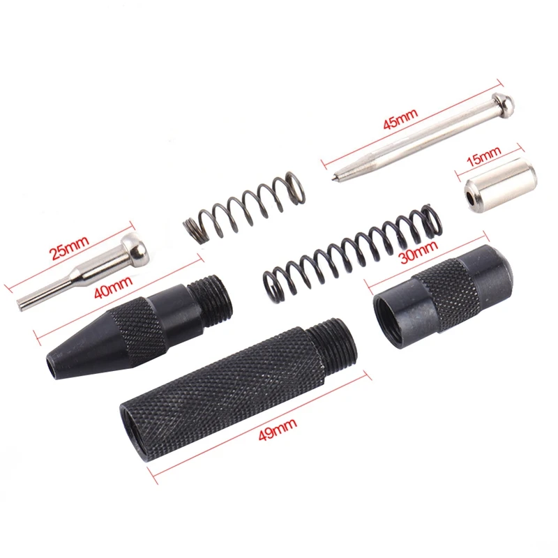 2 шт. Автоматическая центровочная штампующая пружинная насадка 5 дюймов, регулируемый ударный ручной инструмент для металла и дерева, черный