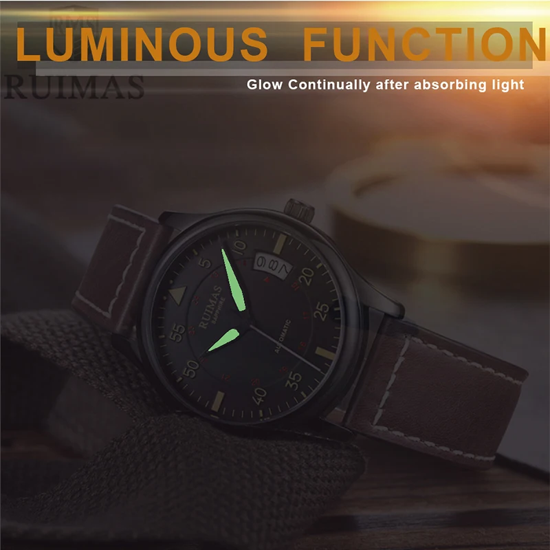 Мужские автоматические механические часы Ruimas роскошные топового бренда в стиле
