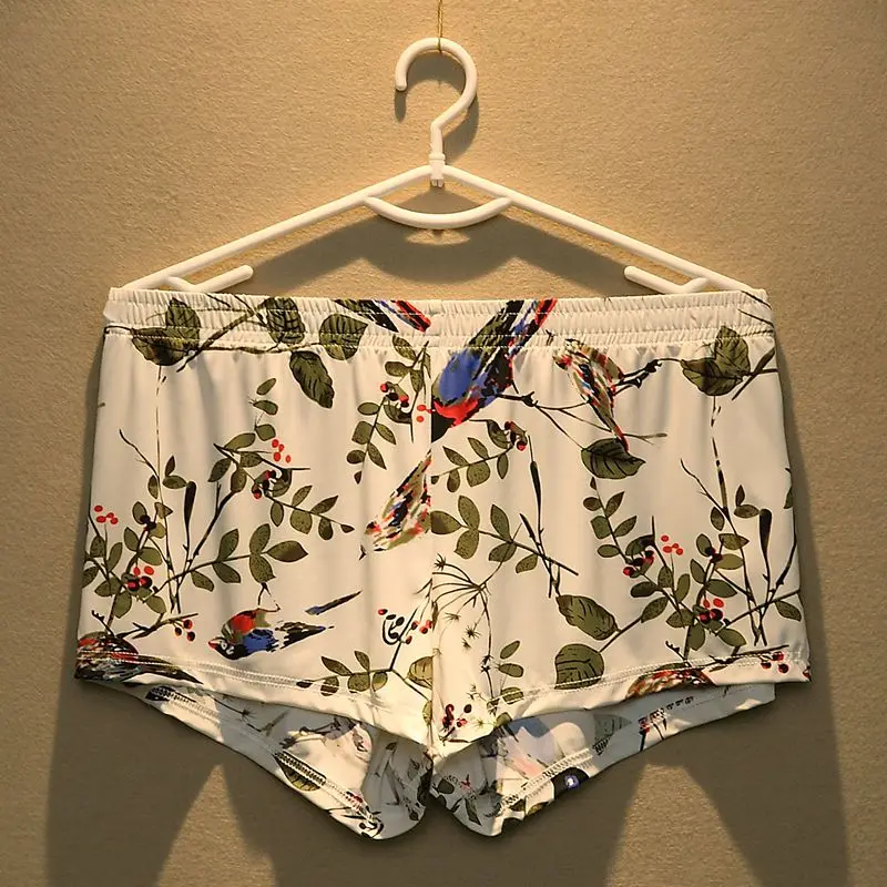 Трусы боксеры мужские домашние свободного покроя охлаждающие Шелковые штаны с