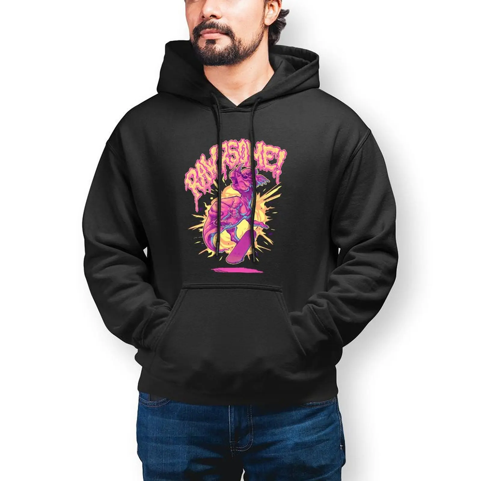 

Dino Hoodies Autumn Cotton Hoodie Cool Outdoor Long Length Pullover Hoodie Men Oversize