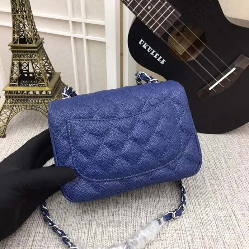 Blue silver chain Новая роскошная женская сумка Классическая Ограниченная серия Высококачественная модная сумка на плечо - Цвет: Blue silver chain