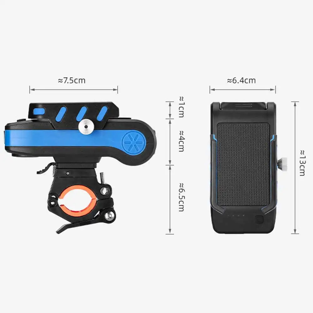 

4 In 1 Bicycle Light Rechargeable Bike Horn Handlebar Phone Holder Bell 4000/2400mAh Power Bank Multifunction Bike Phone Holder