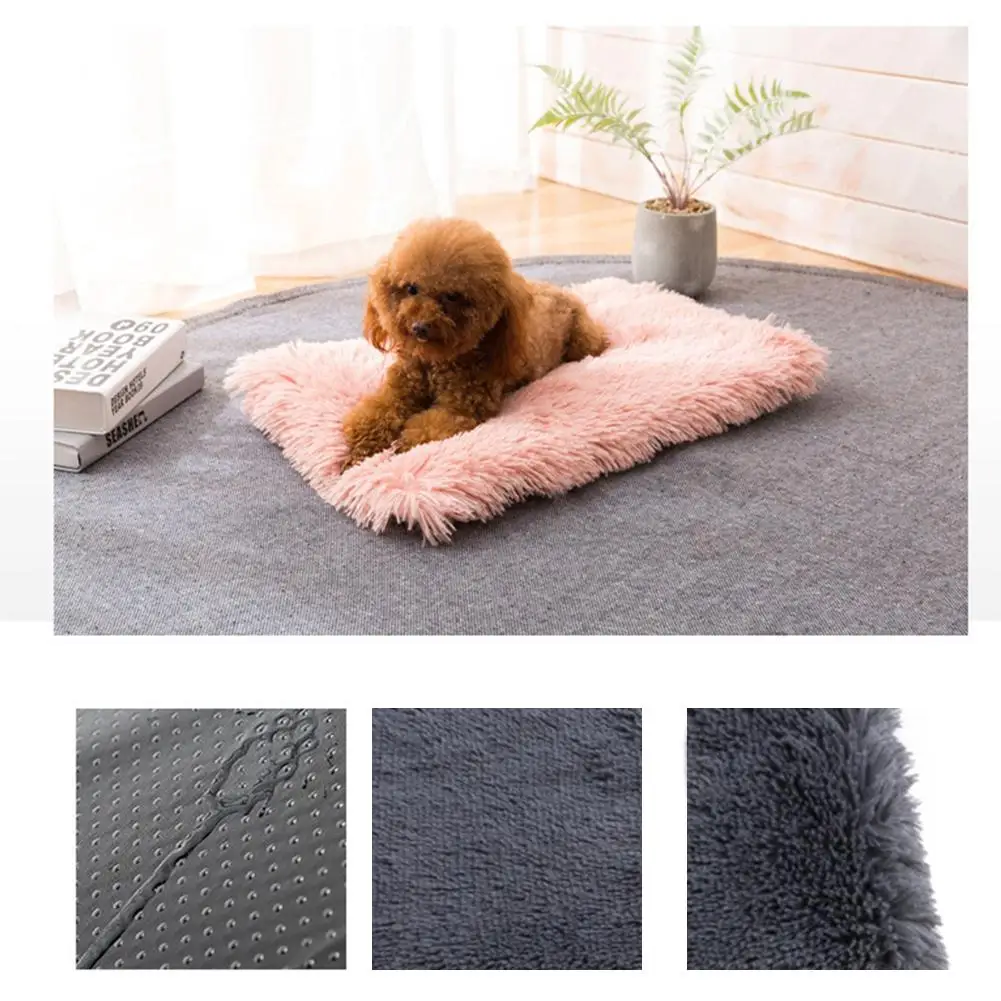 Pet Long Plush Bed Dog Cat Blankets Fluffy Mats Soft Thin Covers For Large Dogs Solid Cats Mattress Blanket