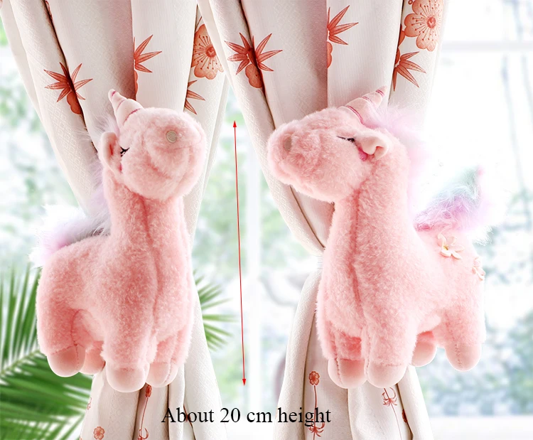 Buy A Pair of Cartoon Unicorn Curtain Hooks with Bedroom Buckles Hanger Belt for Children's Decor Accessories on
