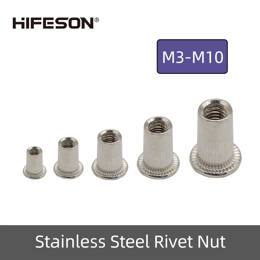 

20Pcs M3 M4 M5 M6 M8 M10 304 Stainless Steel Rivnut Flat Head Threaded Insert Nutsert Cap Rivet Nut