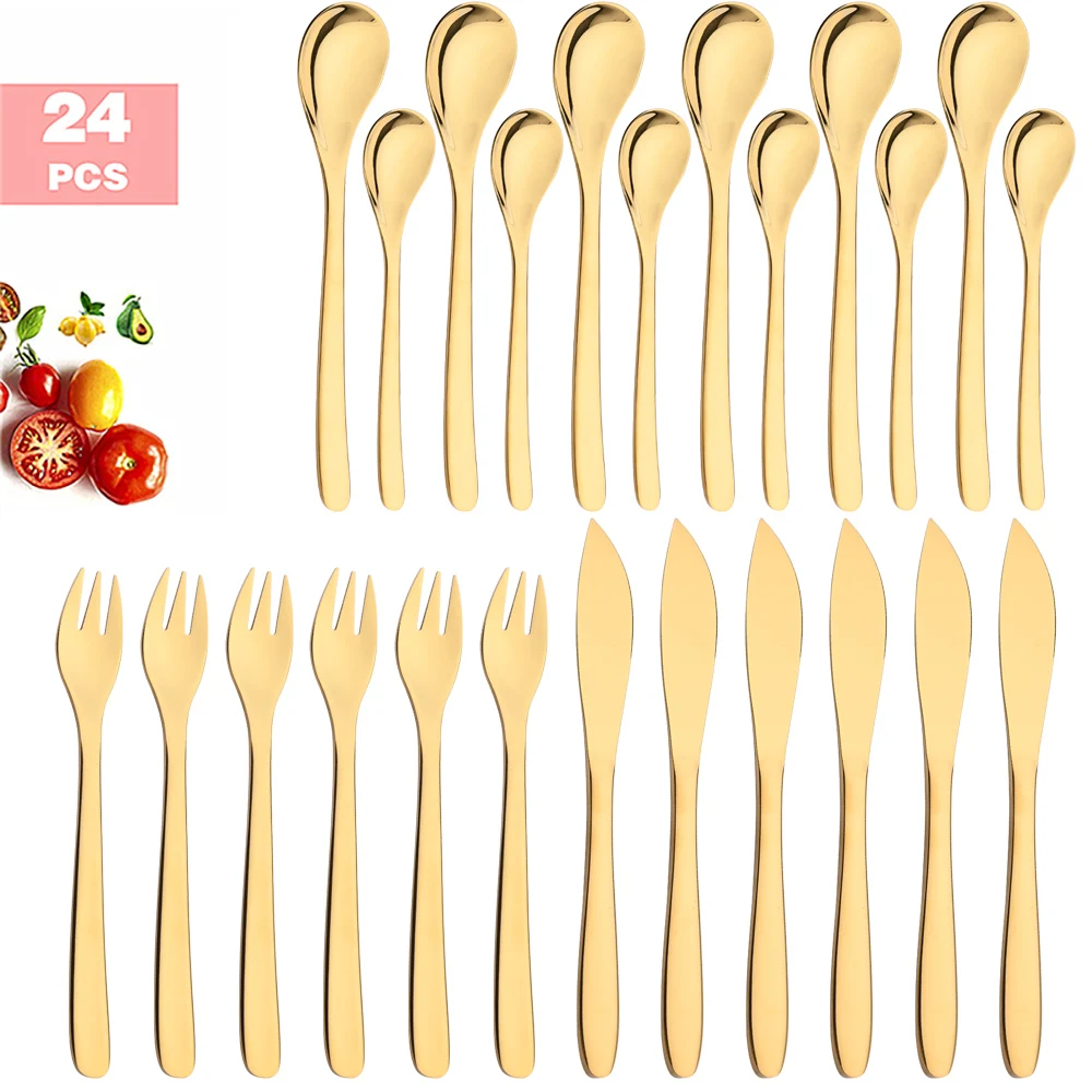 

18/10 Stainless Steel Western Flatware Spoon Fork Knife Kitchen Western Dinner Silverware Tableware Gold Dinnerware Cutlery Set