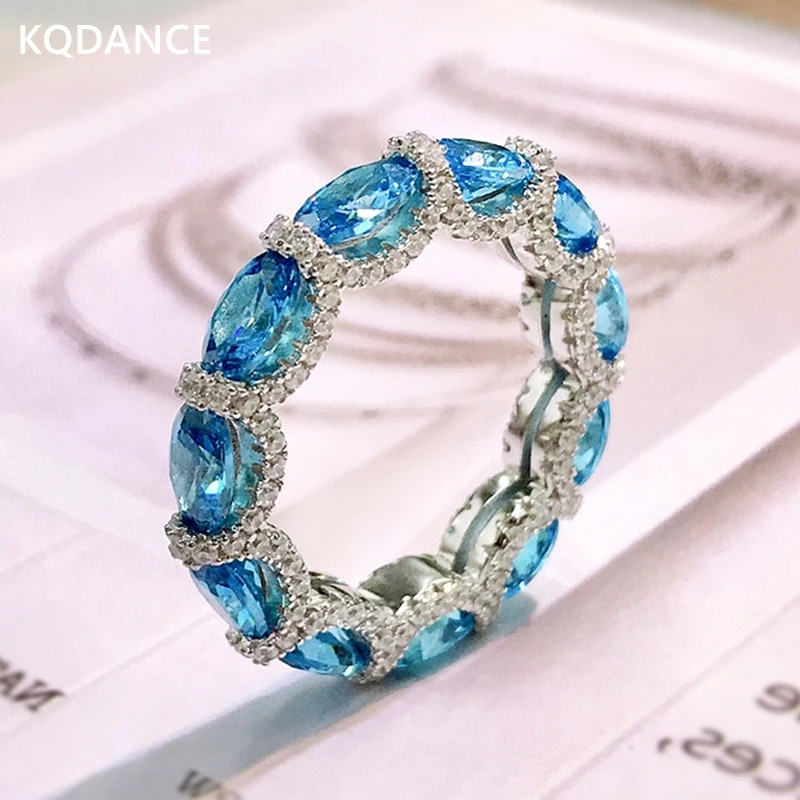 

KQDANCE Ретро 925 пробы серебро Синий Имитация синтетический бриллиант драгоценные камни рубинового цвета морской волны Изумрудное кольцо женс...