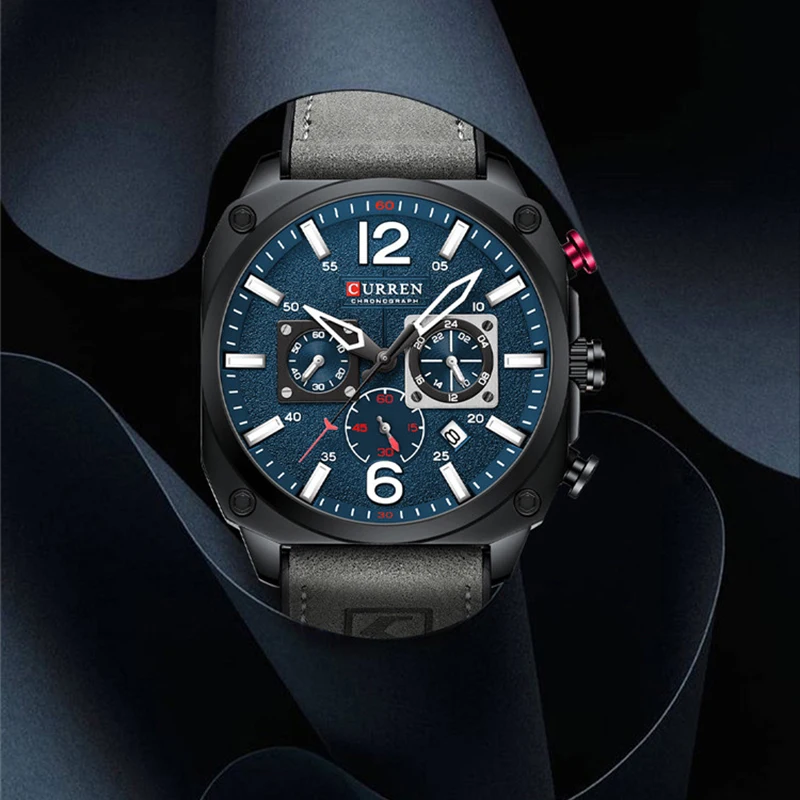 

Curren Hardlex Mirror Quartz Watch Men Waterproof Casual Six Hands Man's Wristwatch