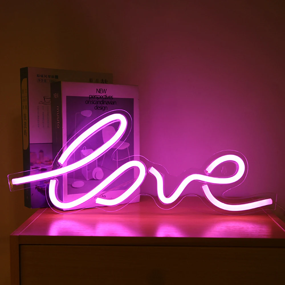 Sale USB LED Neon Sign with Transparent Acrylic Large Panel Hanging Wall Art for Living Room Lamp Party Home Decor P35 | Лампы и