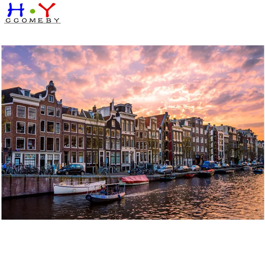 5d алмазная живопись Голландский ландшафт Амстердам полноразмерная квадратная