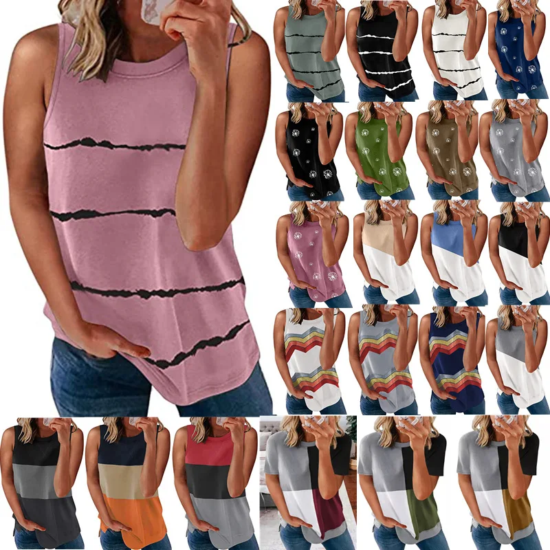 

Женский полосатый пуловер с пятиконечной звездой, Свободный Топ без рукавов с принтом, весна-лето 2022