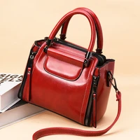 2020 new leather womens bag fashion versatile oil wax bucket bag trendy handbag large capacity single shoulder messenger bag