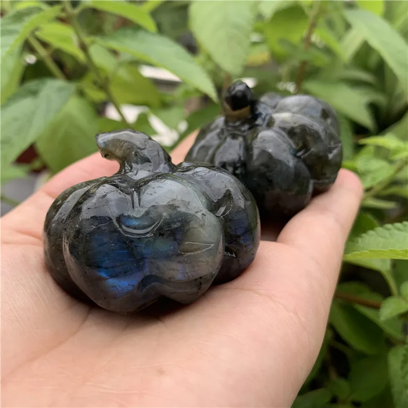 Природный лабрадорит ручной работы тыквы кварцевый кристалл Голова Статуя для
