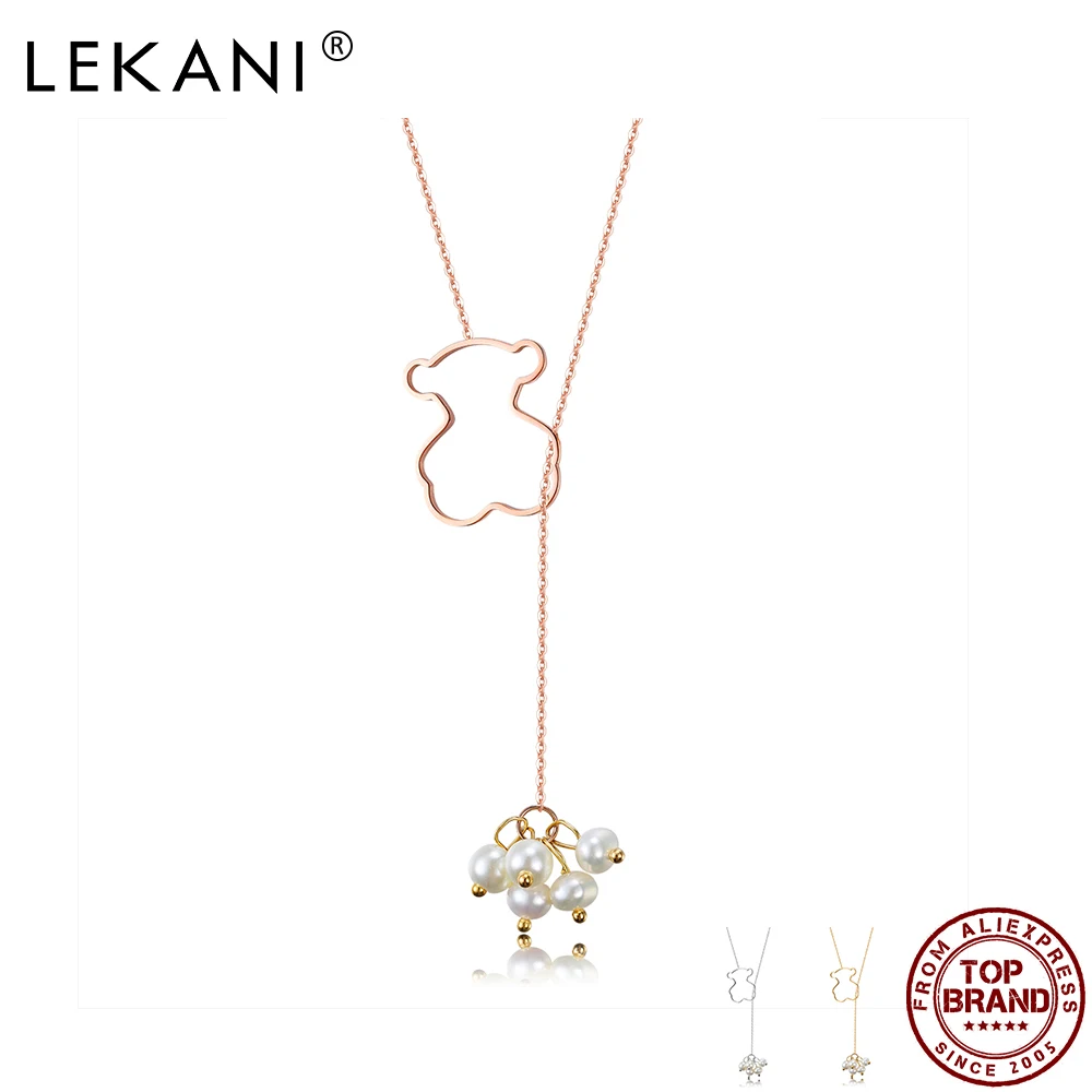 

LEKANI Pendant Necklaces For Women Cute Bear Shell Pearl Design Girl Copper Necklace Anniversary Gifts Fine Jewelry Hot Sale