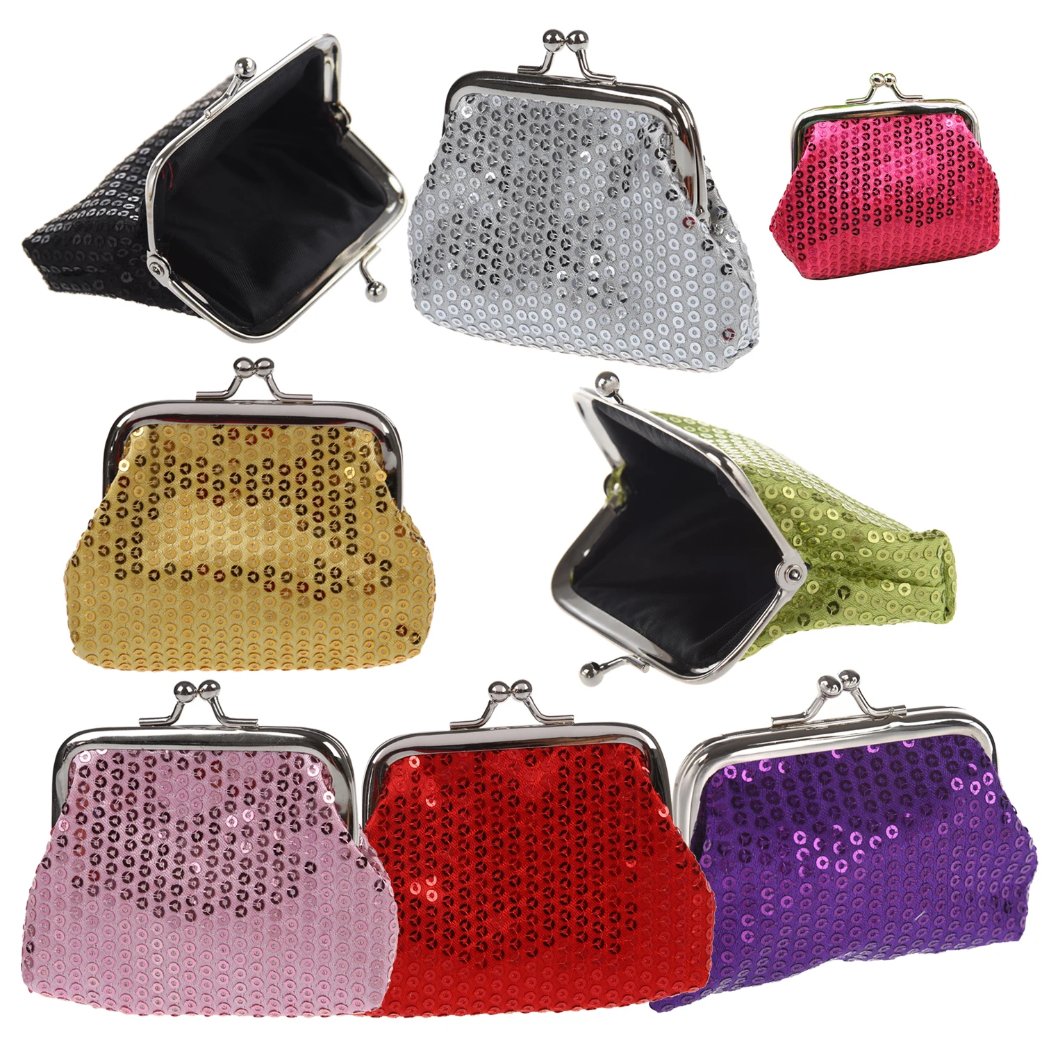 

Women's Sequins Coin Purse Buckle Mini Wallet(Black)