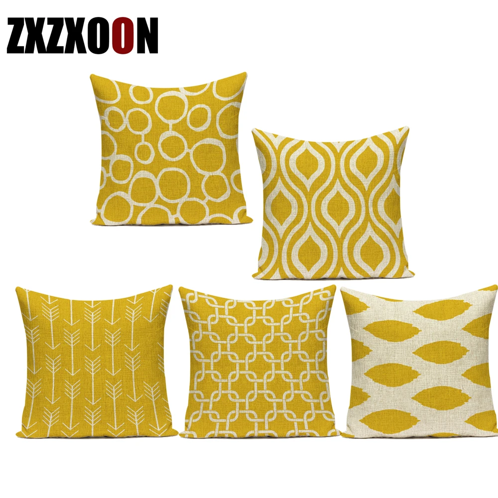 

Диван-кровать для домашнего украшения желтые декоративные подушки Чехол из полиэстера для диванных подушек, наволочки для подушек, наволоч...