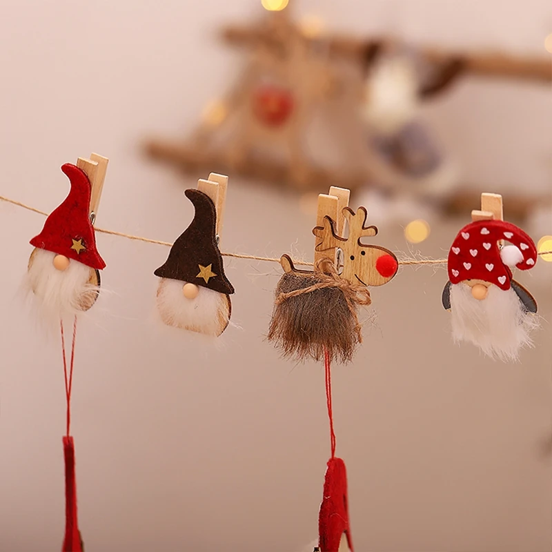 3 шт. деревянные зажимы с изображением рождественских событий Санта Клаус мини
