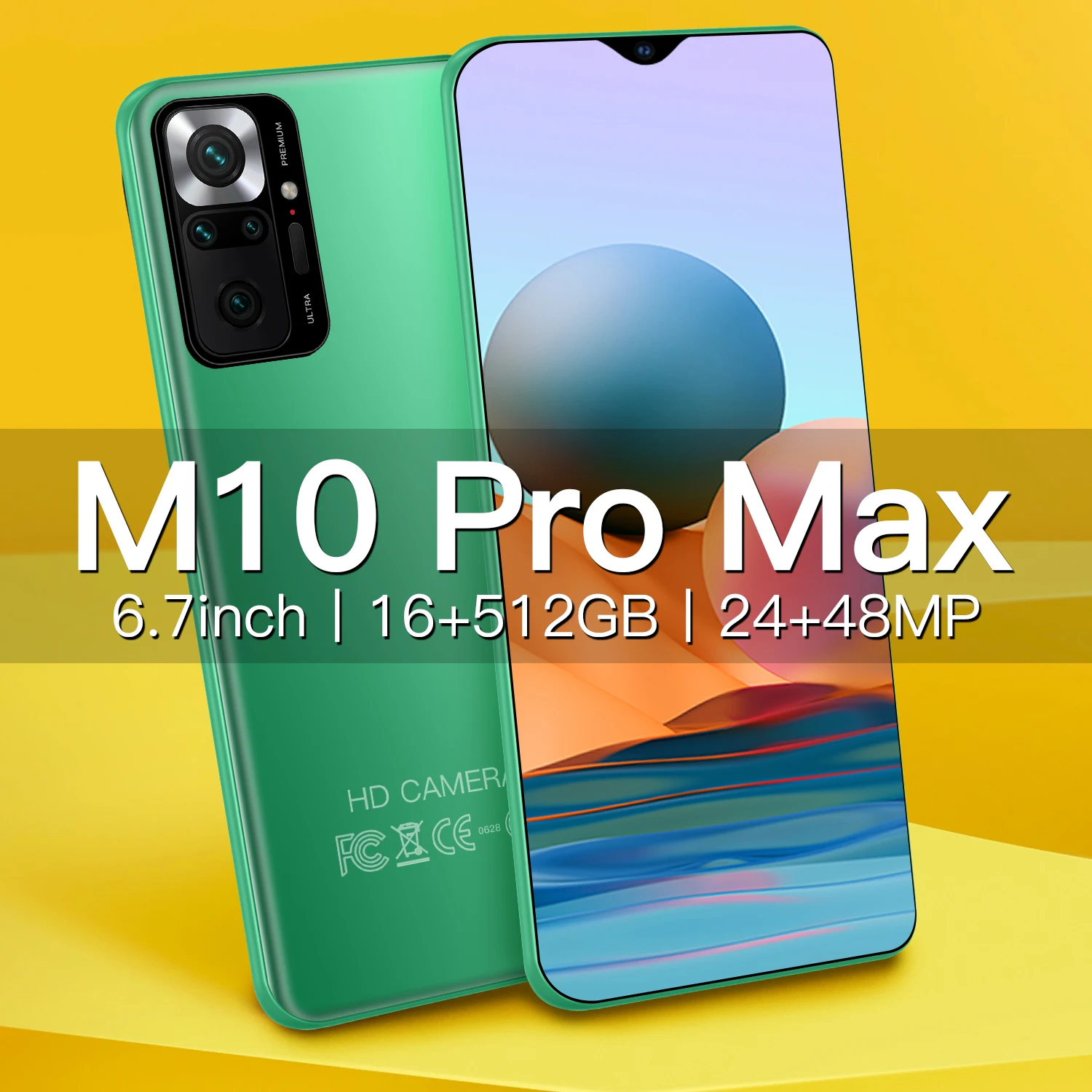 

Full Screen Smartphone M10 Pro Max 6.7Inch 16GB+512GB 6000mAh 24+48MP HD Camera 2021 New Global Version Android Cell Phone