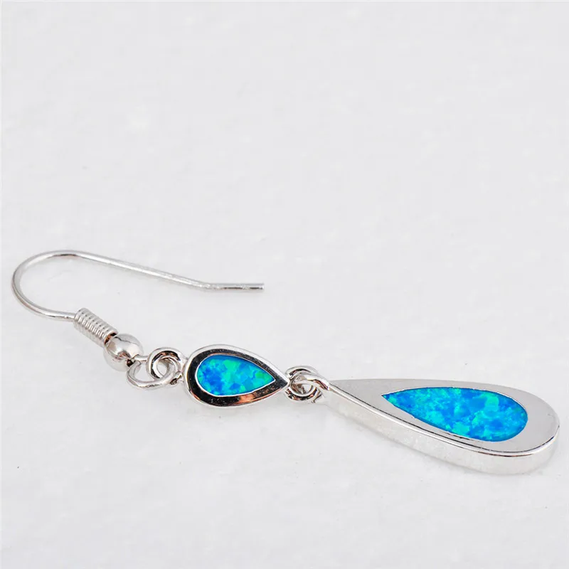 Милые Женские Висячие серьги Boho большие голубые белые с огненным опалом