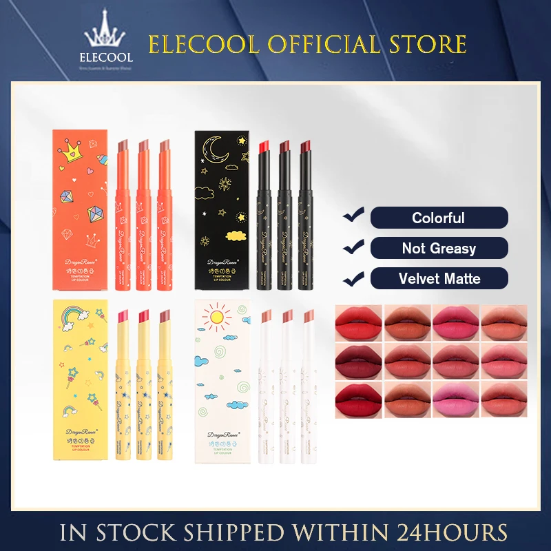 

3 Packs Of Sexy Matte Moisturizing Waterproof Long-lasting Non-stick Cup Lipstick Cosmetic Set TSLM1