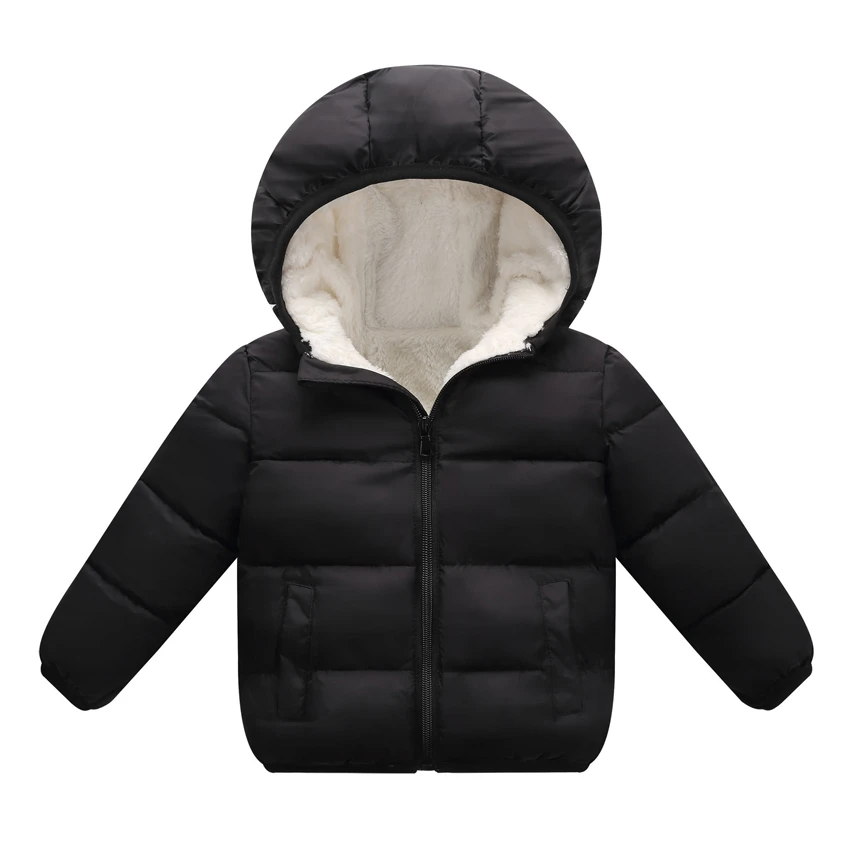 Hooded Black Baby Girls Jacket Autumn Winter Jacket For Girls Coat Kids Warm Hooded Outerwear Coat For Boys Coat Children Clothes YJ108 - Цвет: Hooded Black