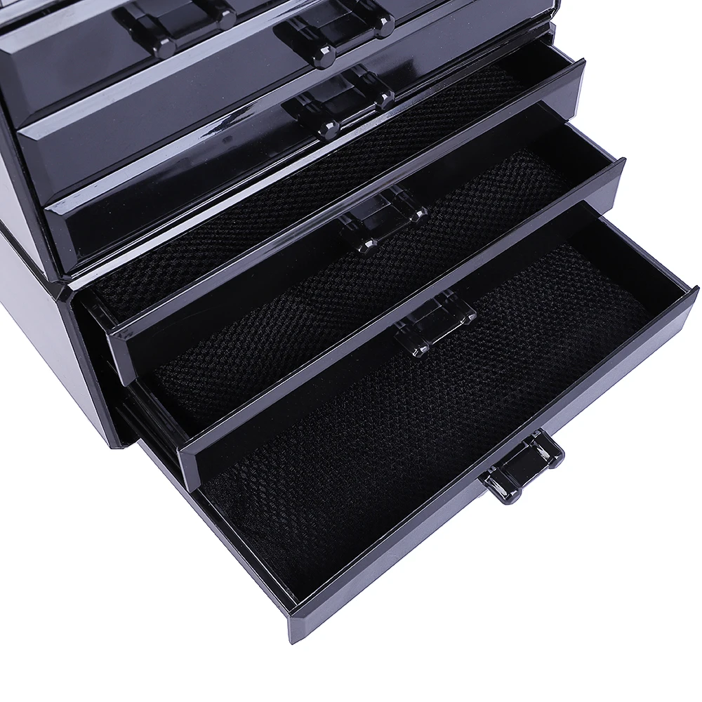 

SF-1122-7 3Pcs/Set Space-saving Plastic Cosmetics Storage Rack Transparent 5 Large & 2 Small Drawers Black 180821107