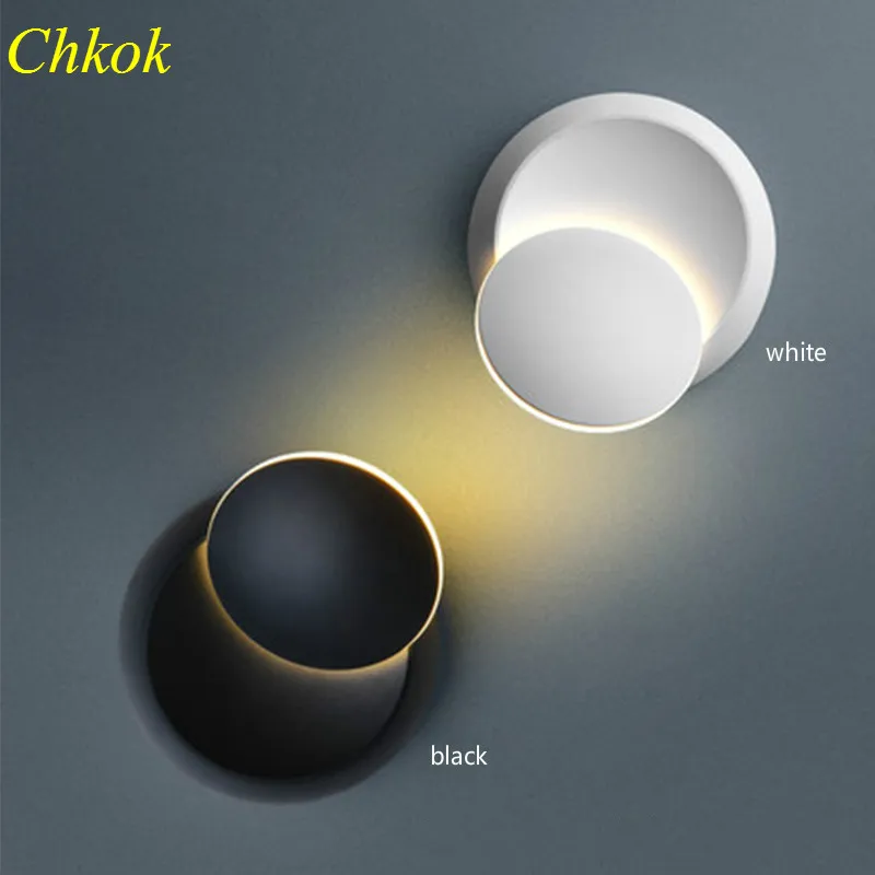 Chkok Simple Background Wall Decor Lamp Fashion Creative 360 Degree Rotating Design LED Light Modern Round Indoor Lighting | Освещение