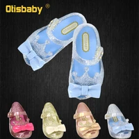 2021 rubber girl princess snow queen crown bow shining jelly sandals rain boots covers water shoes for children beach sandals