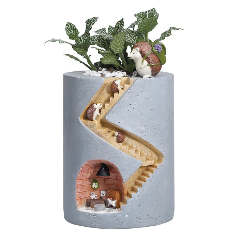 

Creative Cartoon Animal Hedgehog Hydroponics Succulent Plant Pot Decoration Personality Micro-landscape Potted Flower Ware Vases