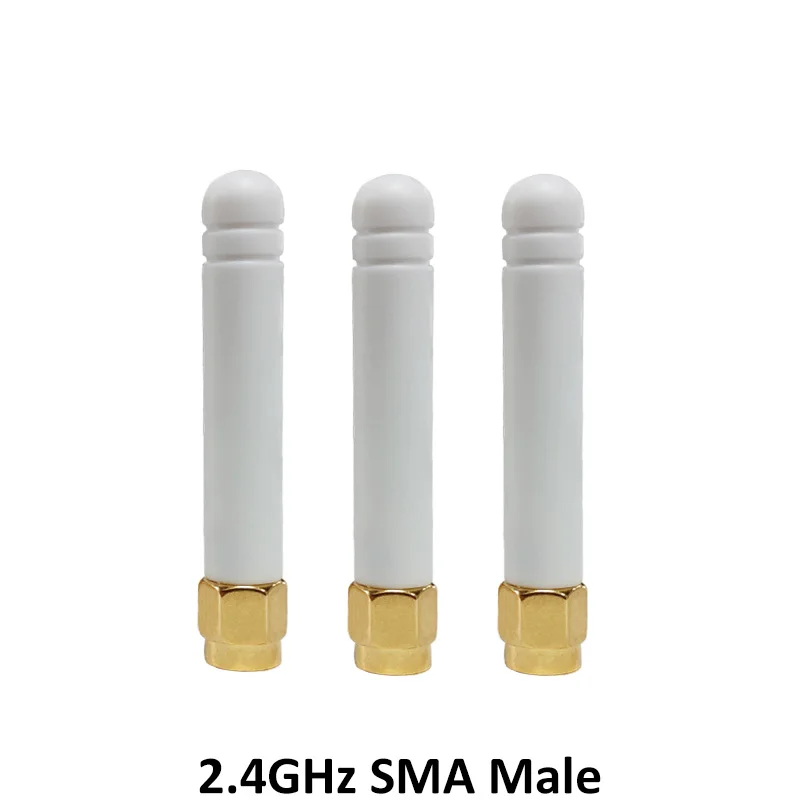 Grandwisdom 5pcs 2.4G antenna 2-3dbi sma male wlan wifi 2.4ghz antene pbx iot module router signal receiver antena high gain