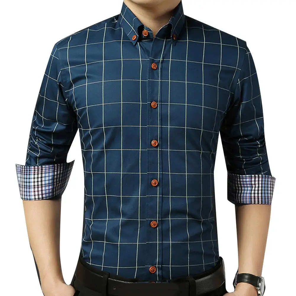 Мужская рубашка в клетку приталенная подходит для весны и осени брендовая