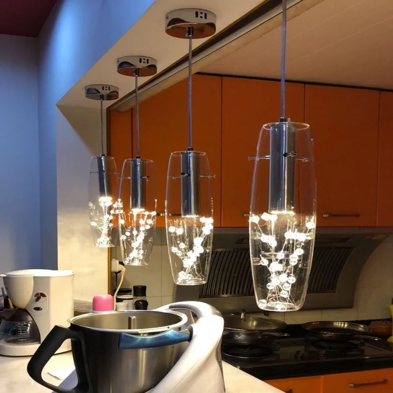 

Crystal Hanging Lamp Led Pendant Light Modern Glass Suspension Fixtures Living room Dining Room Kitchen Decor Home Lighting