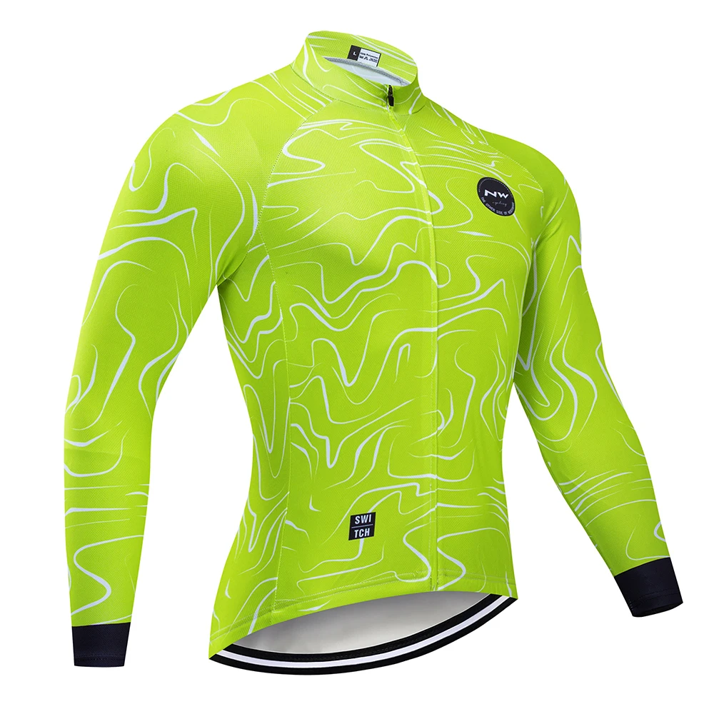 Long jersey Northwave Pro Team Long Sleeve Breathable Cycling Jersey Set NW Clothing Men Suit Outdoor Sportful Bike MTB Clothes - Цвет: Long jersey