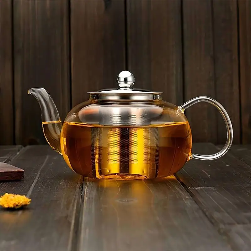 Термостойкий стеклянный чайник 800 мл/950 мл чашка для чая с ситечком из нержавеющей