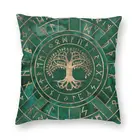 Древо жизни подушка чехол украшение Викинг норвежский иггдрасилю и Futhark Наволочка на подушку размером 45*45 см мультипликационным мотивом для Гостиная