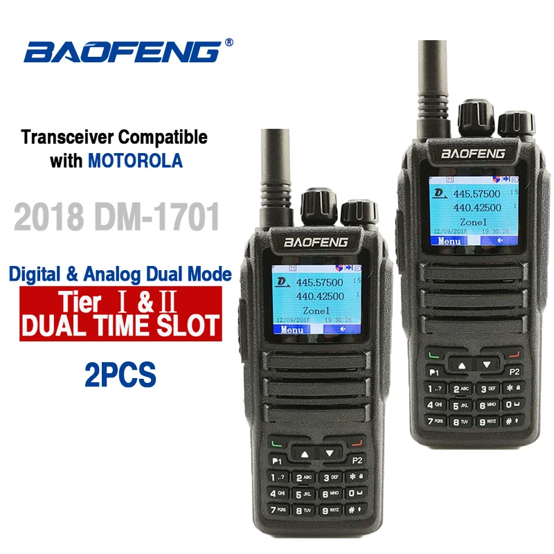 

Портативная рация Baofeng DM-1701, 2 шт., 10 км, аналоговый радиоприемник Woki Toki CB, DMR, двухдиапазонный приемопередатчик Dm 1701