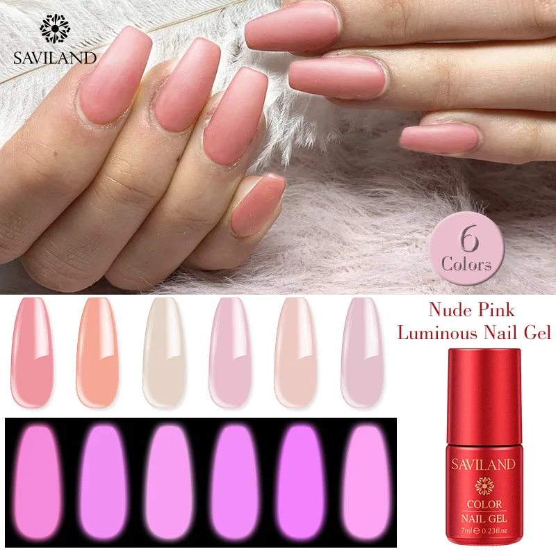 SAVILAND телесный розовый гель Красочный светящийся в темноте Гель лак Лаки