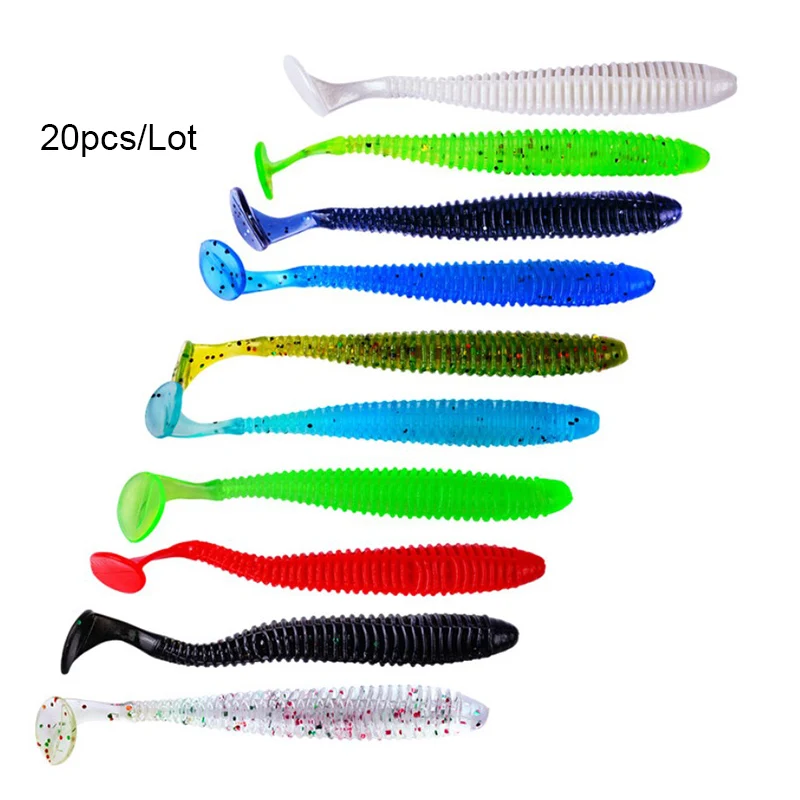 20 шт./лот 8 5 см/2 4 г искусственные приманки из ПВХ рыболовные с Т образным хвостом