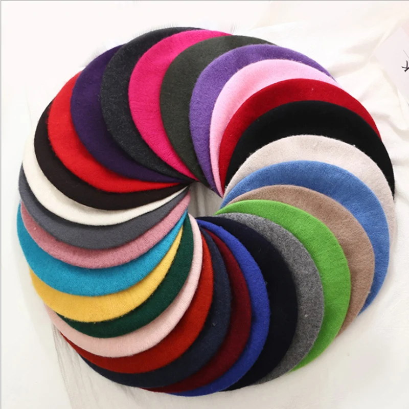 Однотонный женский шерстяной берет 21 цвет модная и элегантная шапка во